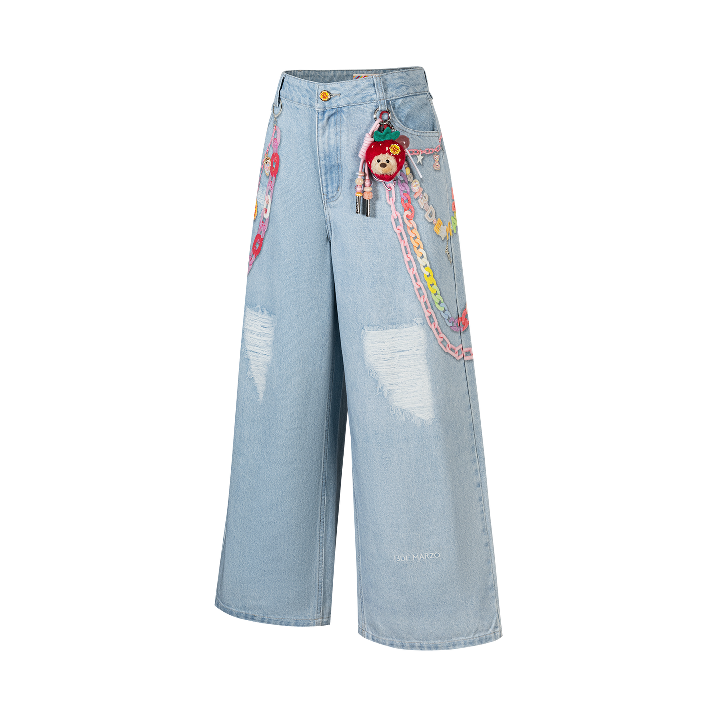 13DE MARZO Charm Chain Printed Jeans - 13DE MARZO