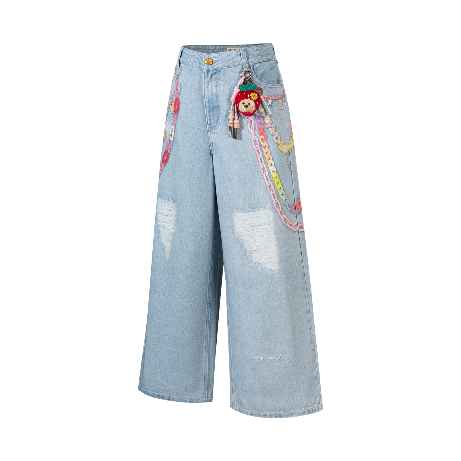 13DE MARZO Charm Chain Printed Jeans - 13DE MARZO