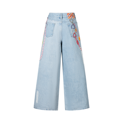 13DE MARZO Charm Chain Printed Jeans - 13DE MARZO