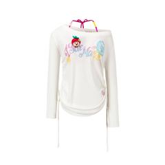 13DE MARZO Asymmetric Shoulder Long Sleeve Set White