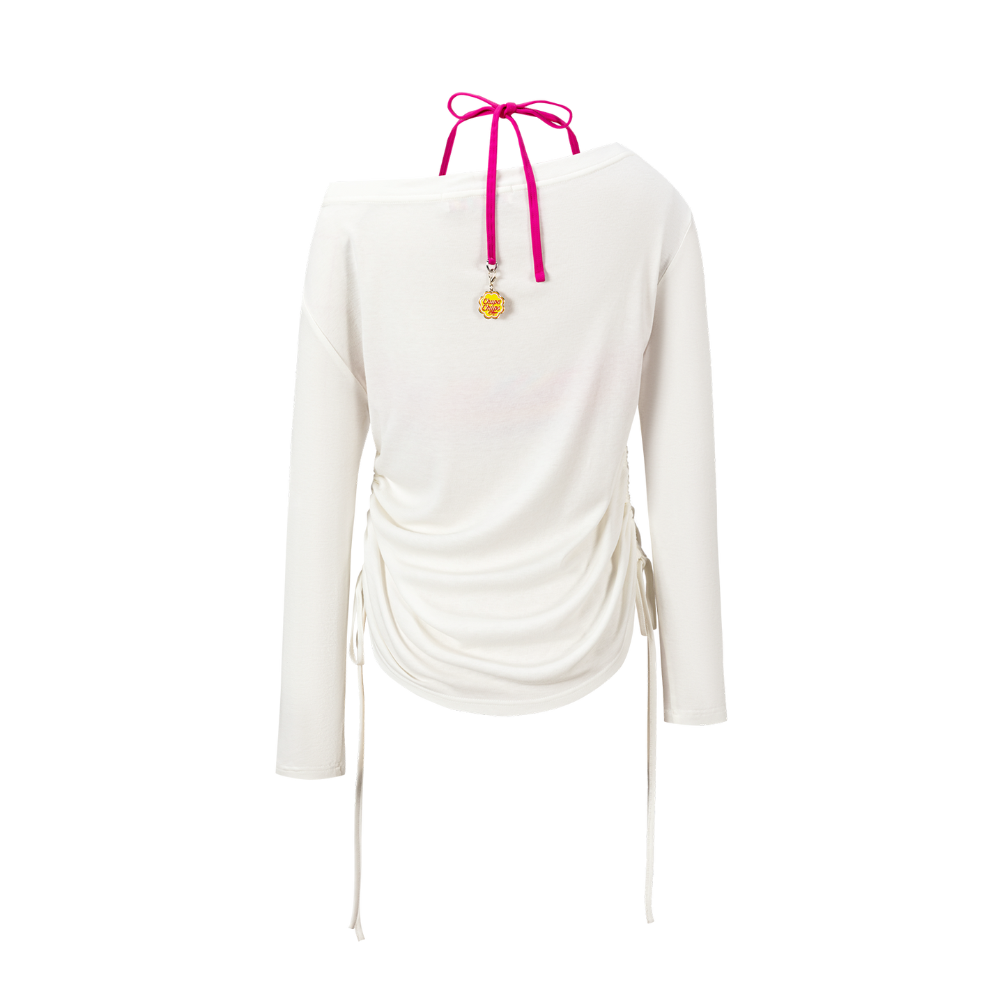 13DE MARZO Asymmetric Shoulder Long Sleeve Set White - 13DE MARZO