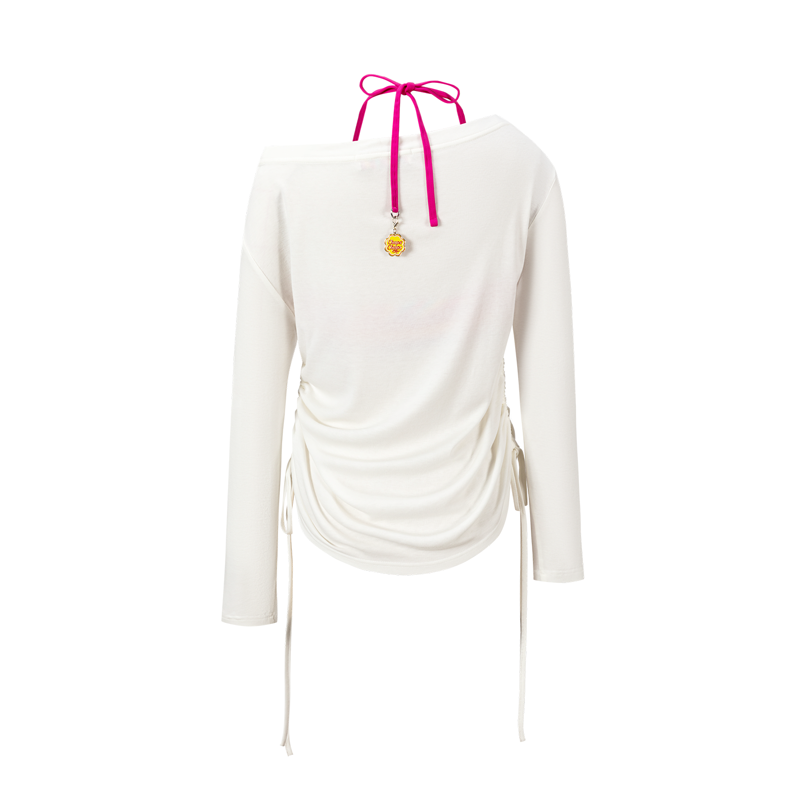 13DE MARZO Asymmetric Shoulder Long Sleeve Set White - 13DE MARZO