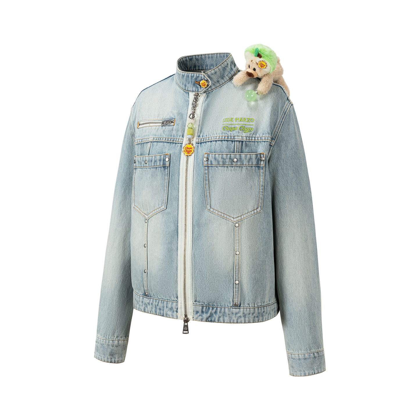13DE MARZO Zip-Up Denim Jacket Blue - 13DE MARZO