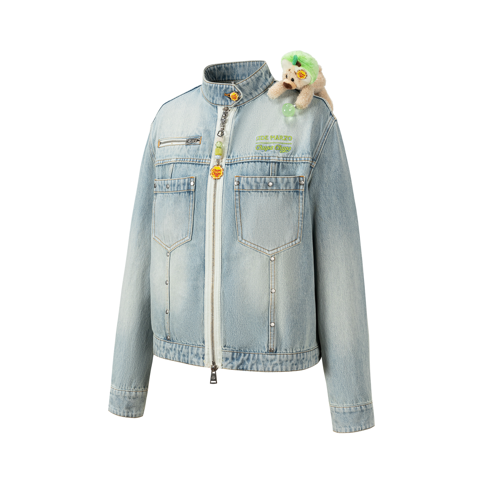 13DE MARZO Zip-Up Denim Jacket Blue - 13DE MARZO