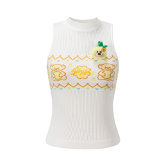 13DE MARZO Candy Color Knitted Vest White