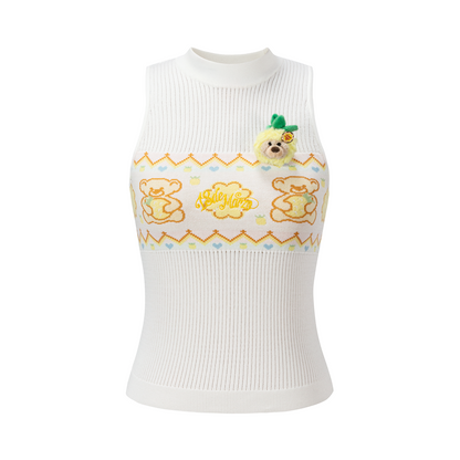 13DE MARZO Candy Color Knitted Vest White - 13DE MARZO