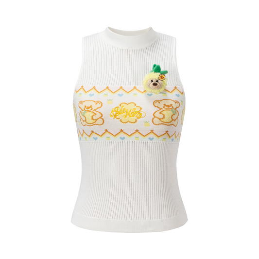 13DE MARZO Candy Color Knitted Vest White - 13DE MARZO