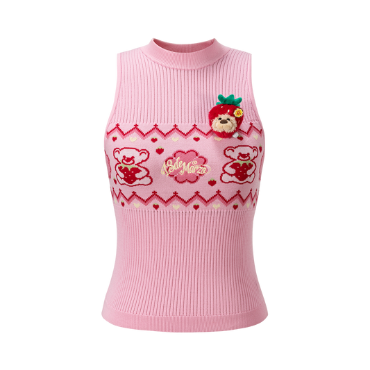 13DE MARZO Candy Color Knitted Vest Pink - 13DE MARZO