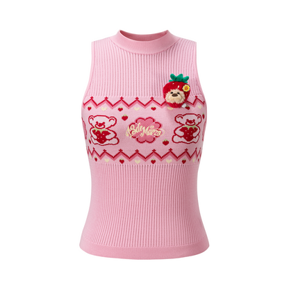 13DE MARZO Candy Color Knitted Vest Pink