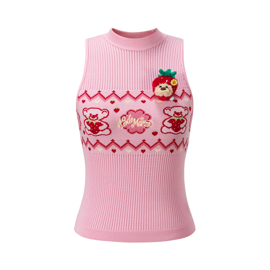 13DE MARZO Candy Color Knitted Vest Pink