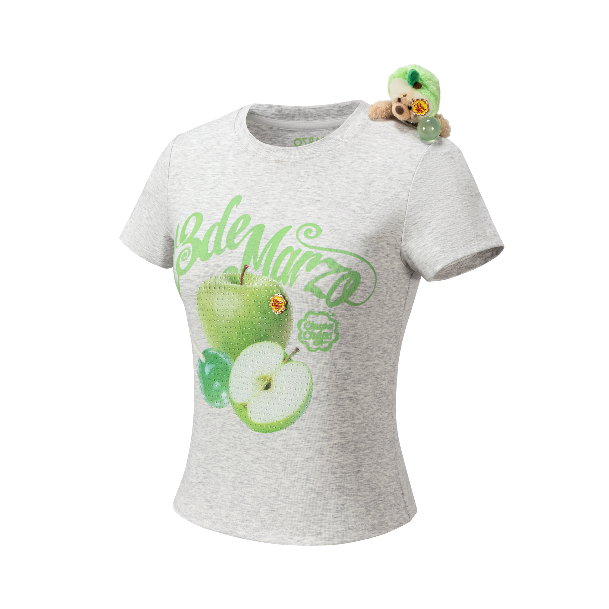 13DE MARZO Fruit Illustration Fitted T-shirt Grey - 13DE MARZO