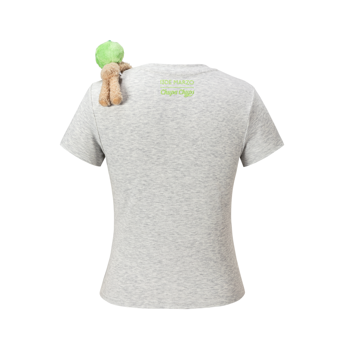 13DE MARZO Fruit Illustration Fitted T-shirt Grey - 13DE MARZO