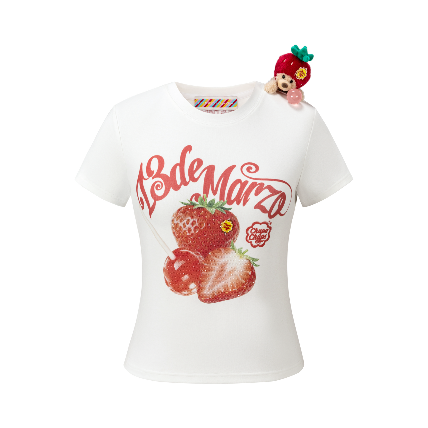 13DE MARZO Fruit Illustration Fitted T-shirt White - 13DE MARZO