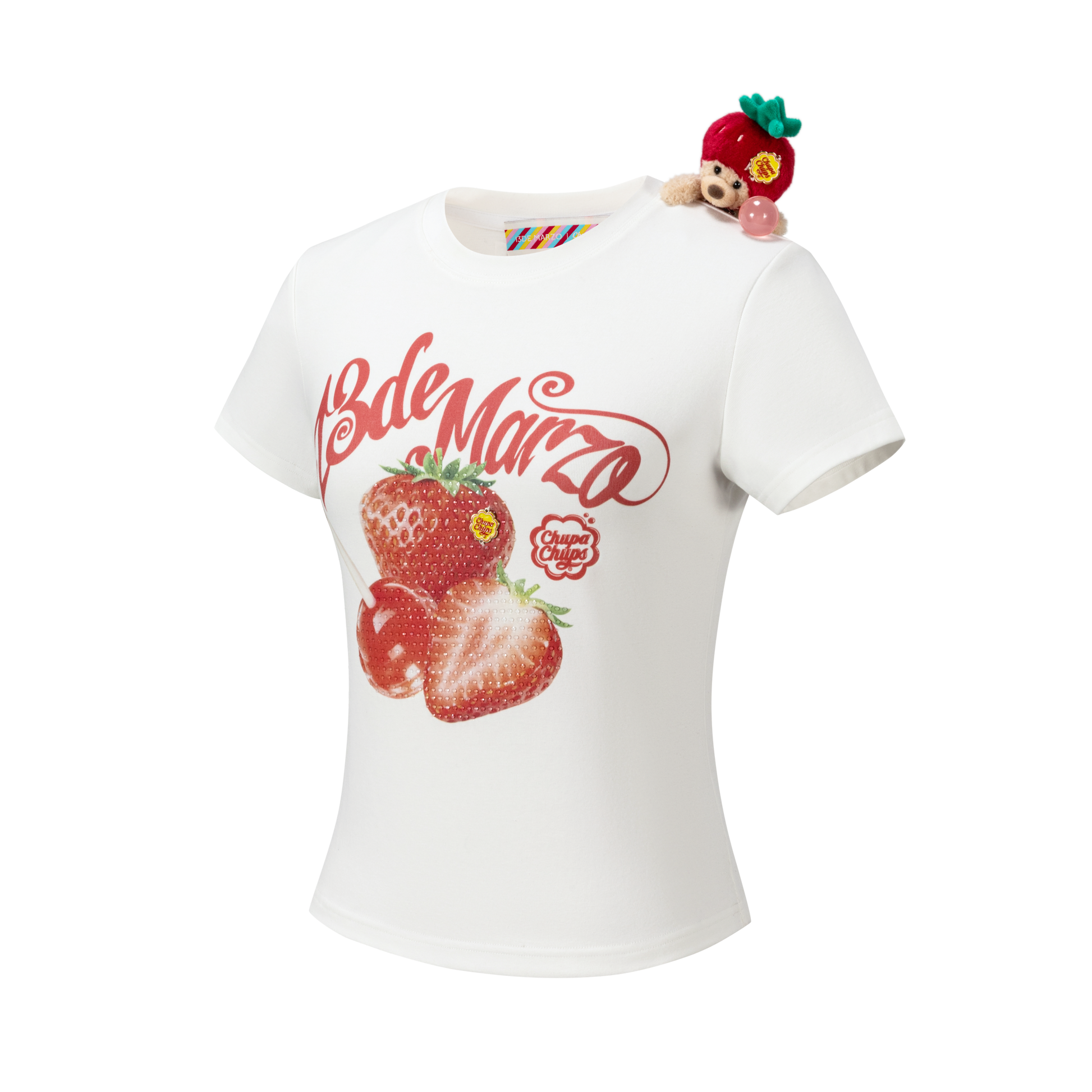 13DE MARZO Fruit Illustration Fitted T-shirt White - 13DE MARZO
