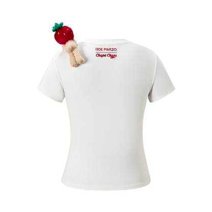 13DE MARZO Fruit Illustration Fitted T-shirt White - 13DE MARZO