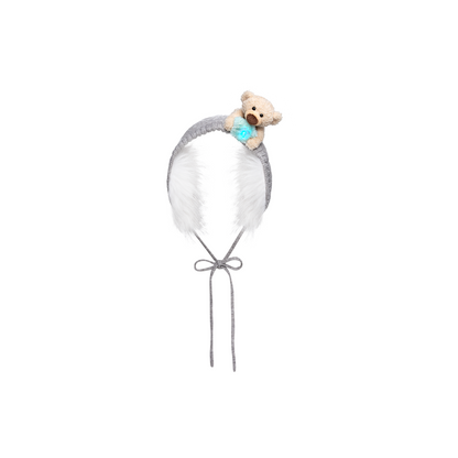 13DE MARZO Luminous Bear Star Tie Ear Warmer Grey