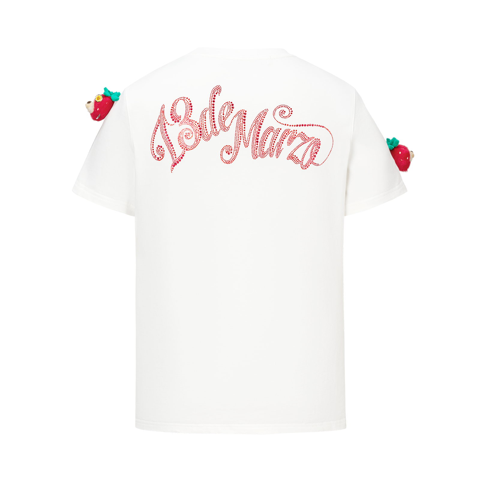 13DE MARZO Bear Print with Rhinestone T-shirt White - 13DE MARZO