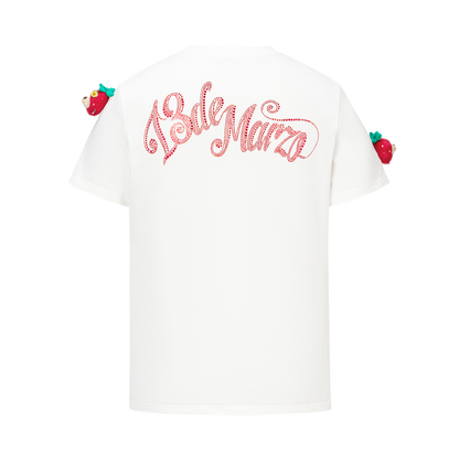 13DE MARZO Bear Print with Rhinestone T-shirt White - 13DE MARZO