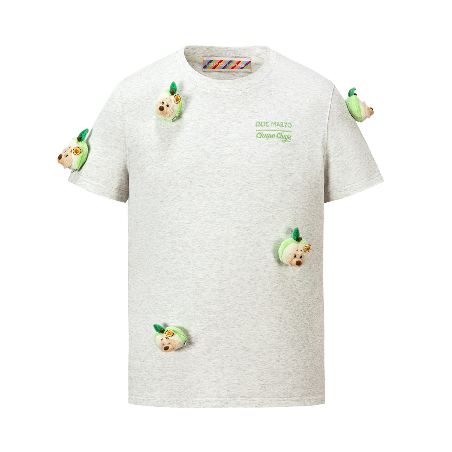 13DE MARZO Bear Print with Rhinestone T-shirt Grey - 13DE MARZO