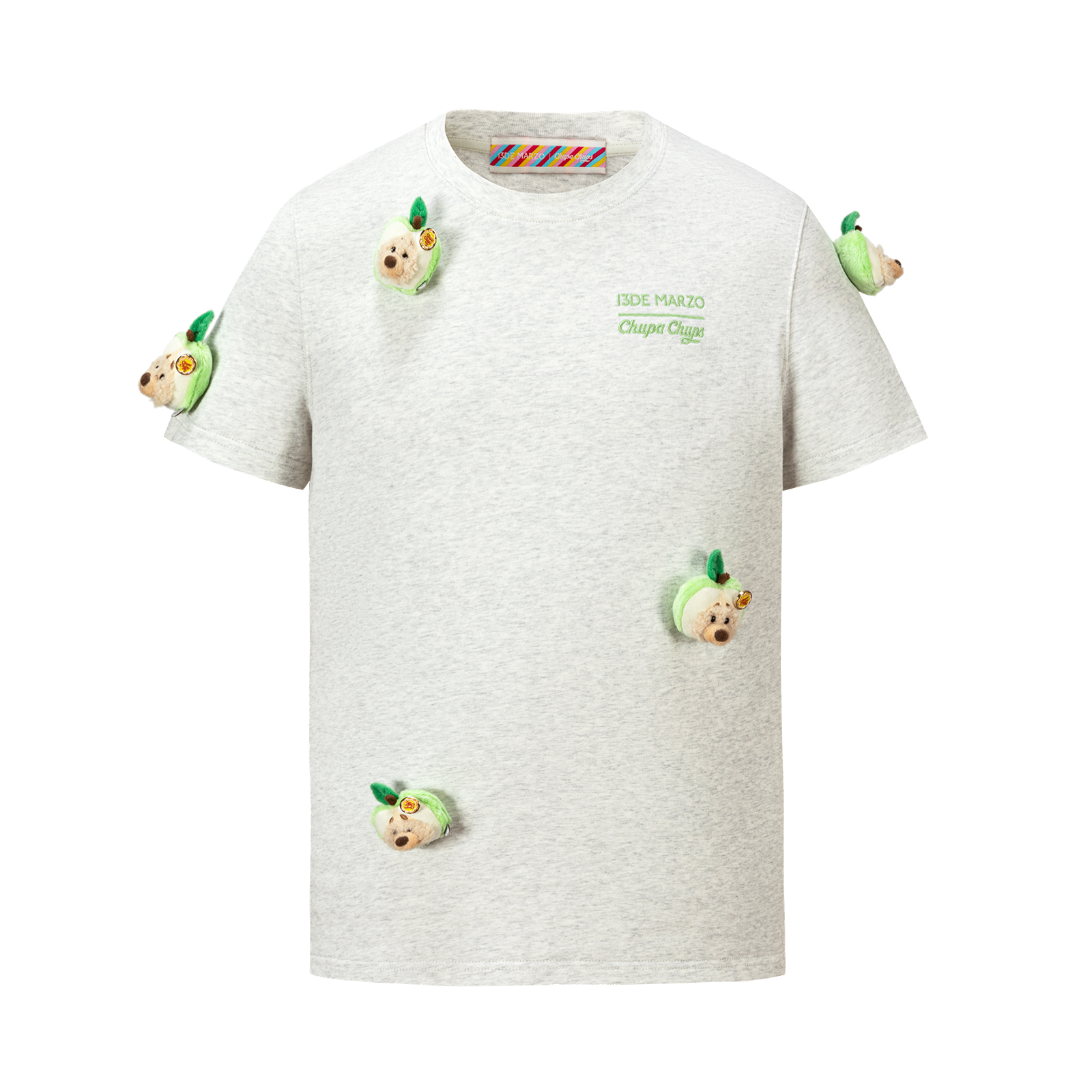 13DE MARZO Bear Print with Rhinestone T-shirt Grey - 13DE MARZO