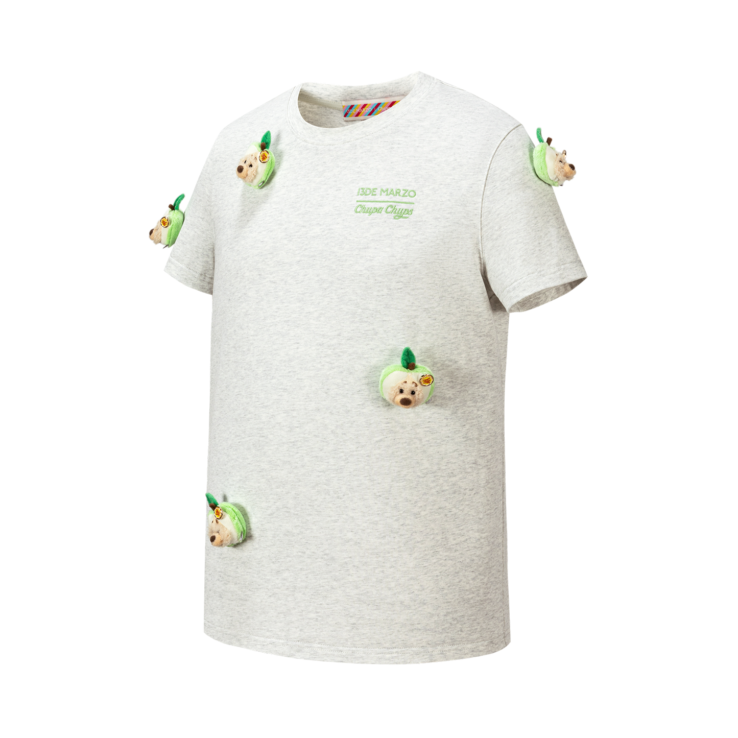 13DE MARZO Bear Print with Rhinestone T-shirt Grey - 13DE MARZO