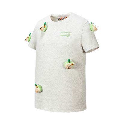 13DE MARZO Bear Print with Rhinestone T-shirt Grey - 13DE MARZO