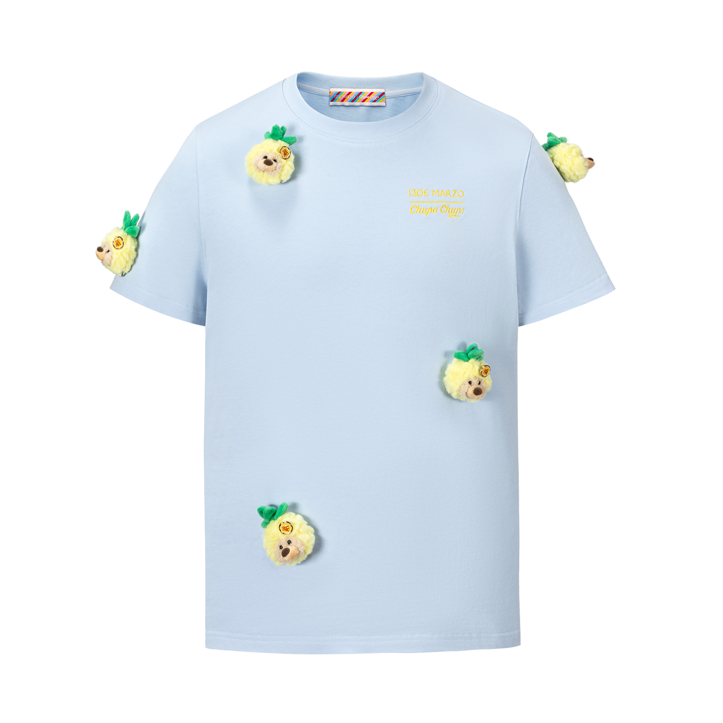 13DE MARZO Bear Print with Rhinestone T-shirt Blue - 13DE MARZO