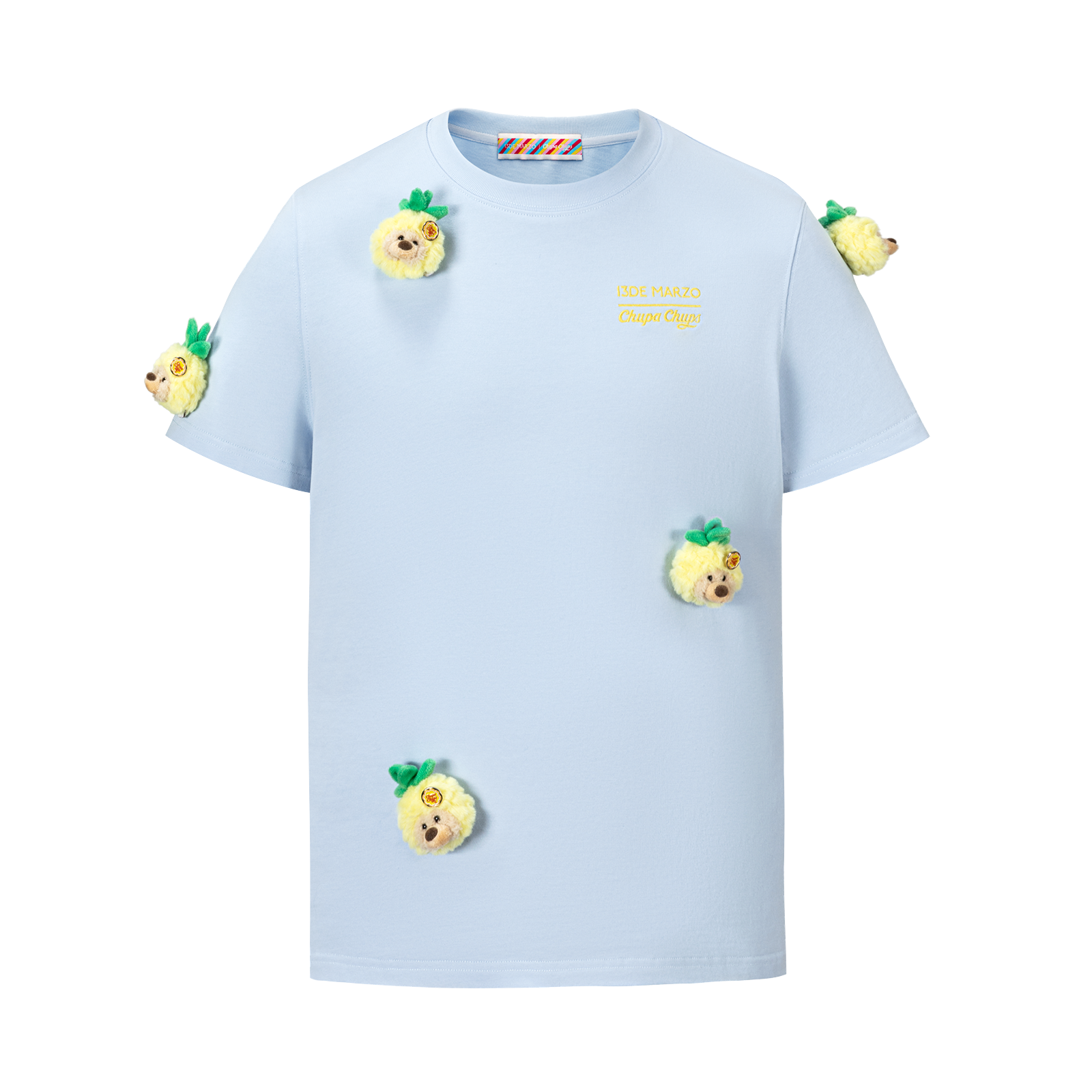 13DE MARZO Bear Print with Rhinestone T-shirt Blue - 13DE MARZO