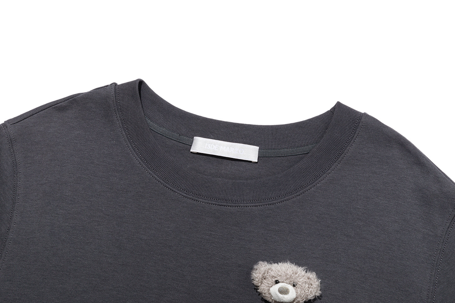 13DE MARZO Mini Bear Crewneck T-shirt Dark Grey