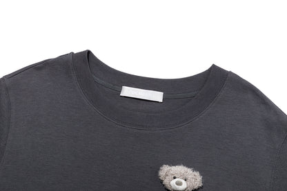 13DE MARZO Mini Bear Crewneck T-shirt Dark Grey