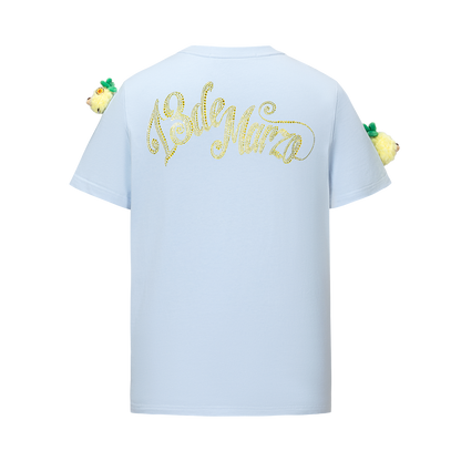 13DE MARZO Bear Print with Rhinestone T-shirt Blue - 13DE MARZO