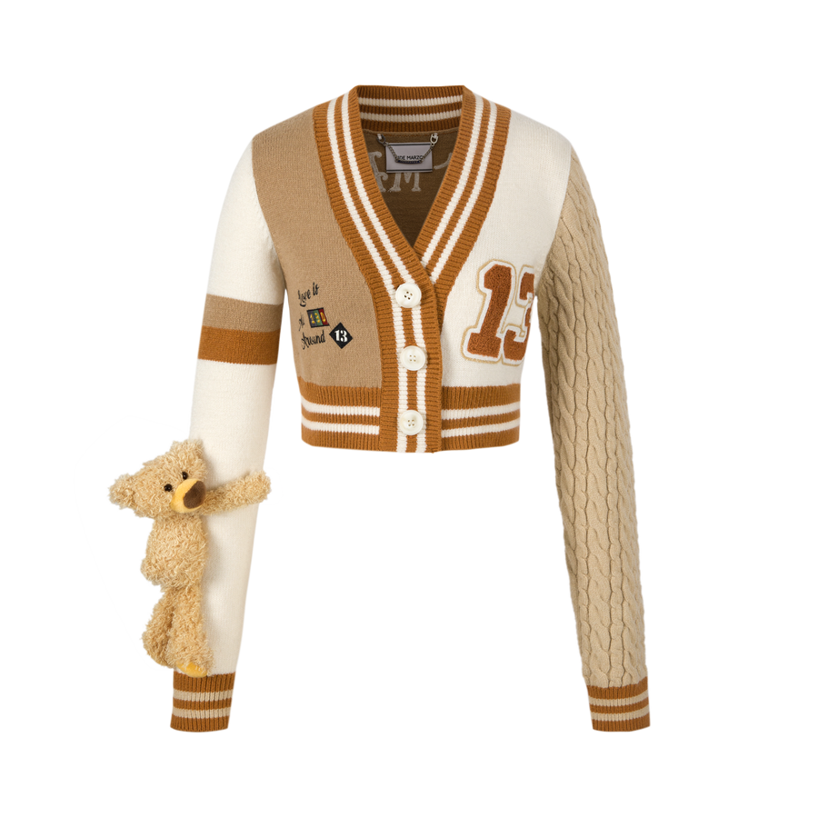 13DE MARZO Color Match V-neck Campus Cardigan - 13DE MARZO