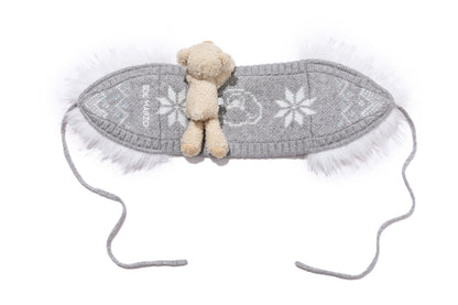 13DE MARZO Luminous Bear Star Tie Ear Warmer Grey