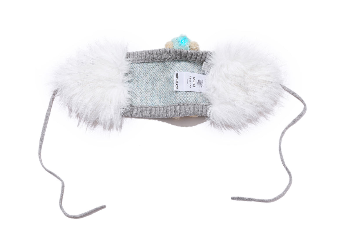 13DE MARZO Luminous Bear Star Tie Ear Warmer Grey