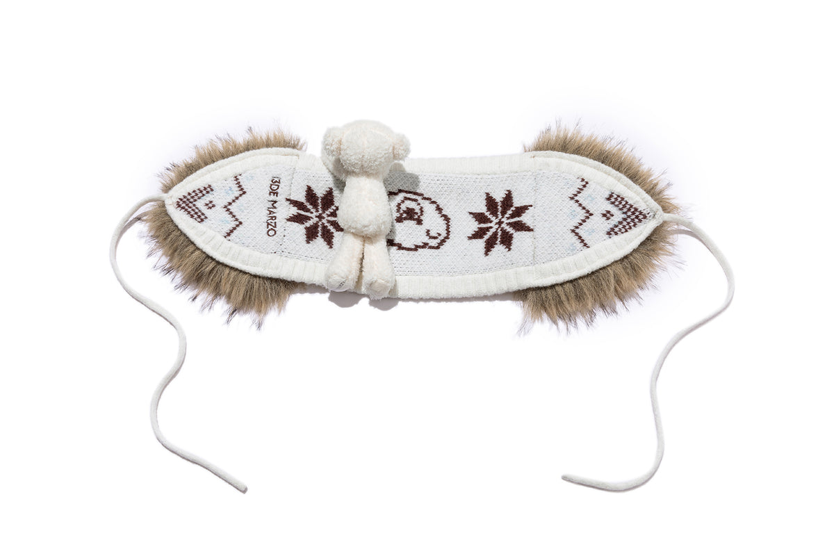 13DE MARZO Luminous Bear Star Tie Ear Warmer Beige