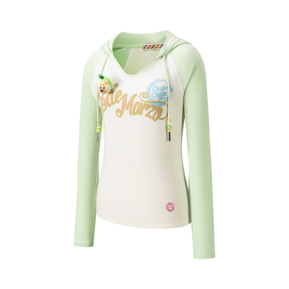 13DE MARZO Raglan Sleeve Hooded Long Sleeve Green - 13DE MARZO