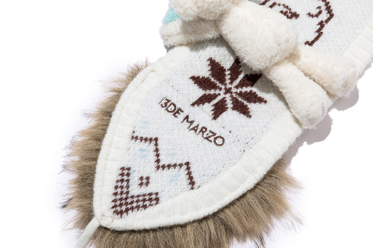 13DE MARZO Luminous Bear Star Tie Ear Warmer Beige