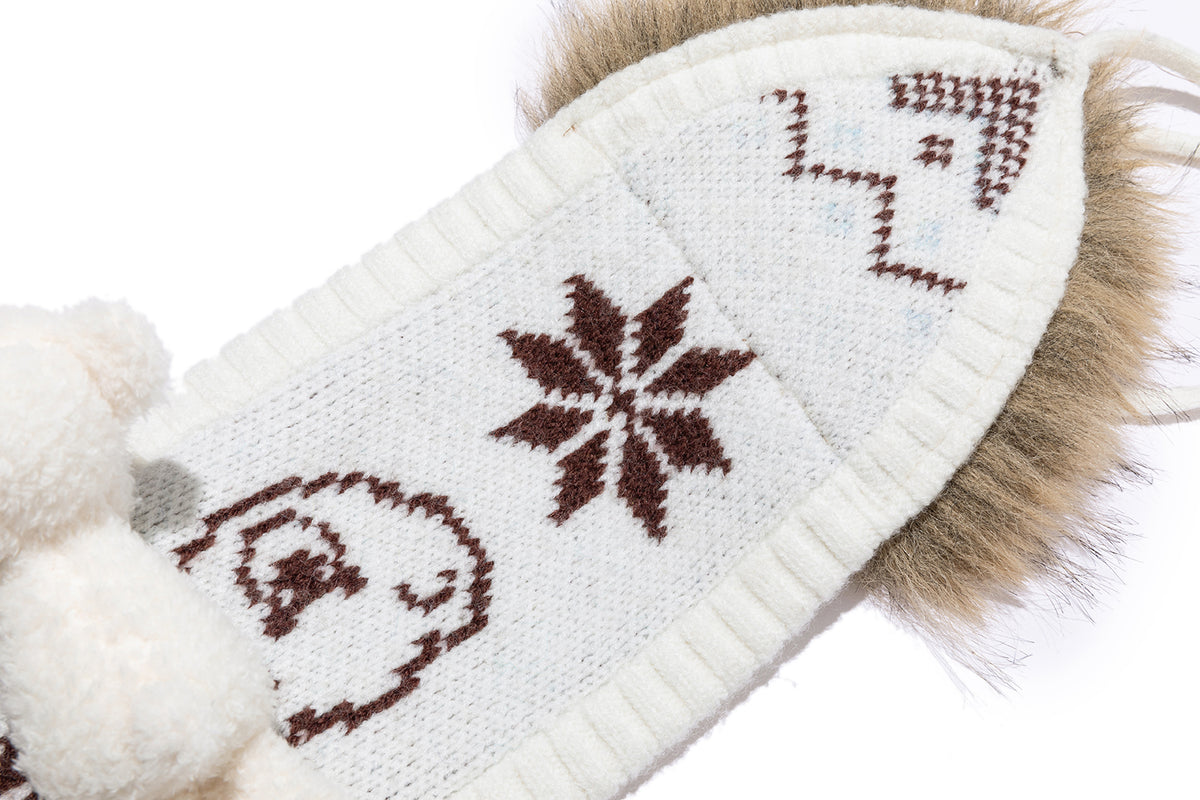 13DE MARZO Luminous Bear Star Tie Ear Warmer Beige