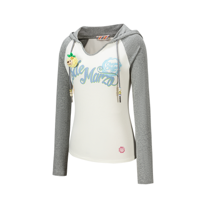 13DE MARZO Raglan Sleeve Hooded Long Sleeve Grey - 13DE MARZO