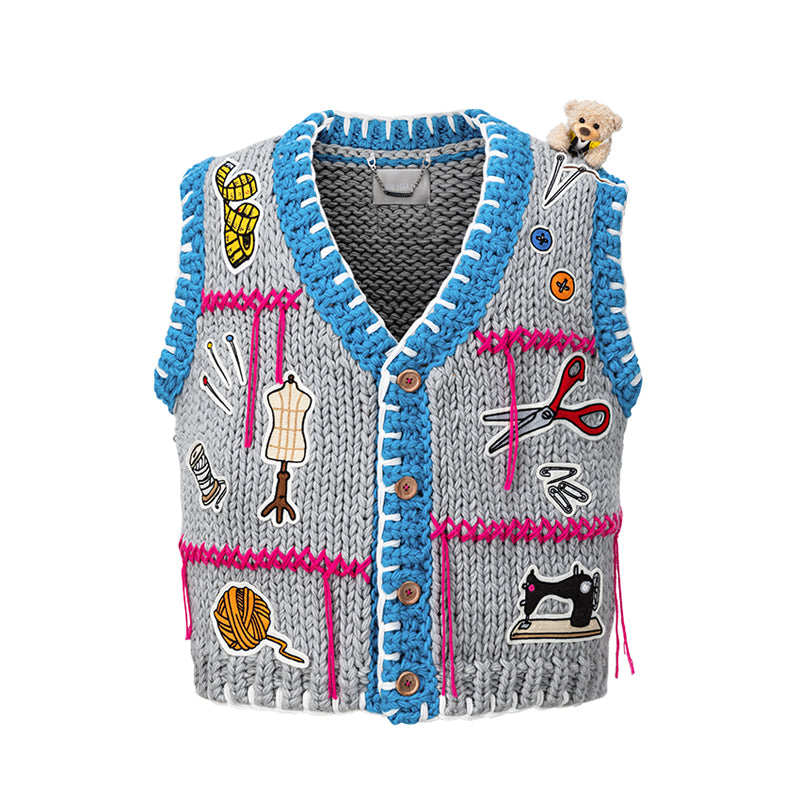 13DE MARZO Tailor Bear Tools Knit Vest - 13DE MARZO