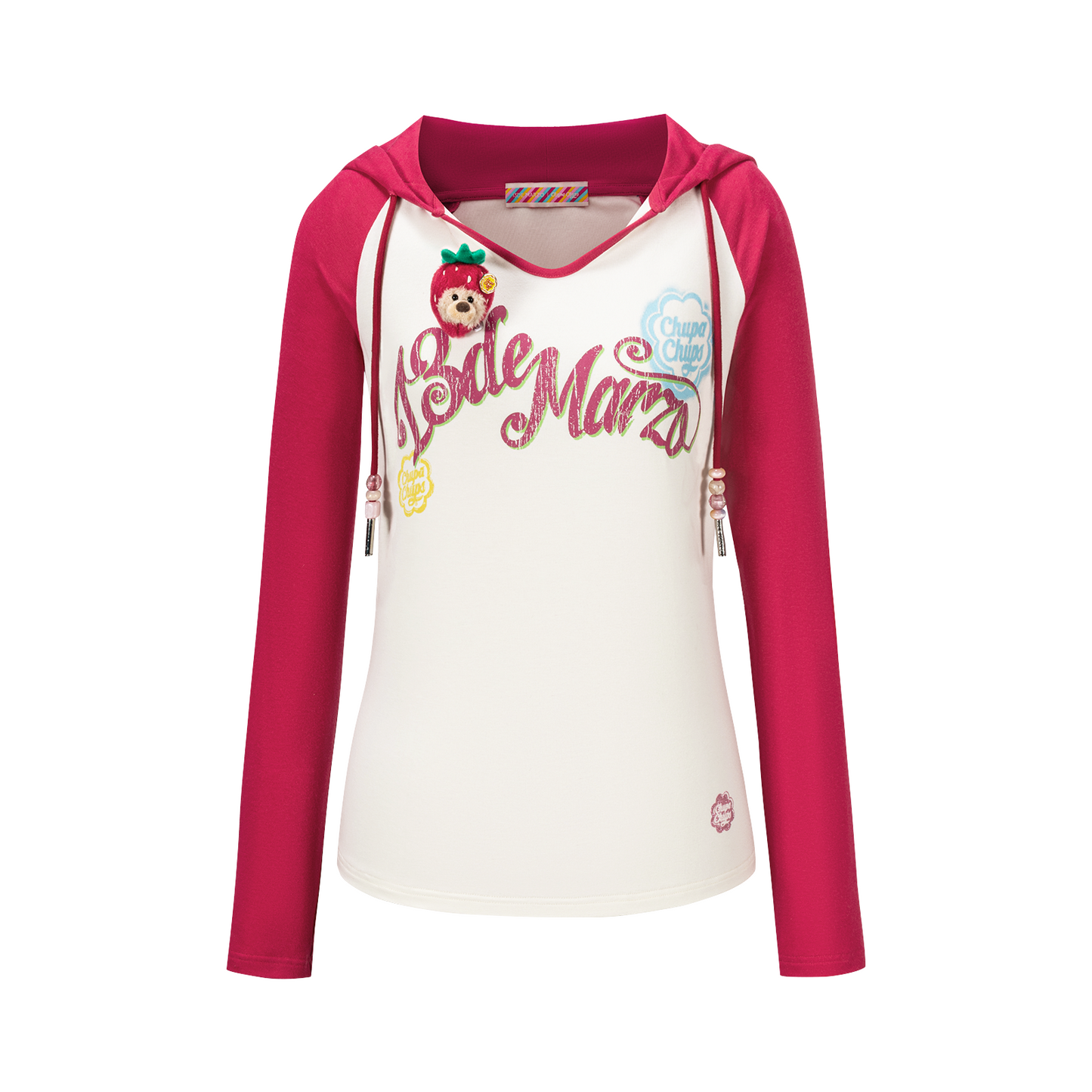 13DE MARZO Raglan Sleeve Hooded Long Sleeve Red - 13DE MARZO