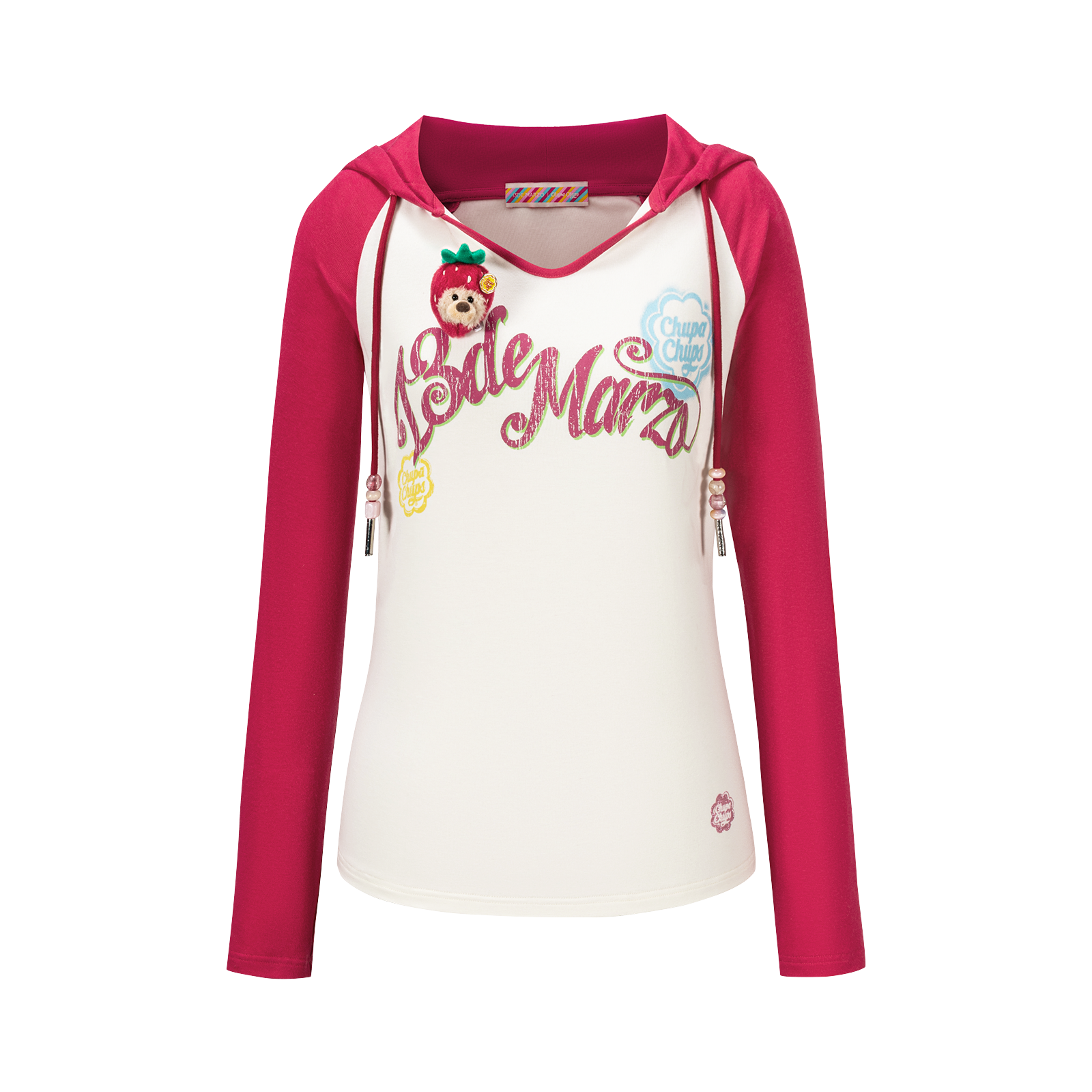 13DE MARZO Raglan Sleeve Hooded Long Sleeve Red - 13DE MARZO