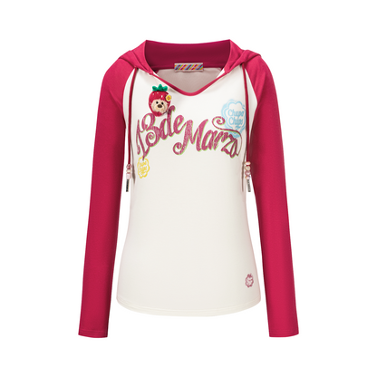 13DE MARZO Raglan Sleeve Hooded Long Sleeve Red - 13DE MARZO