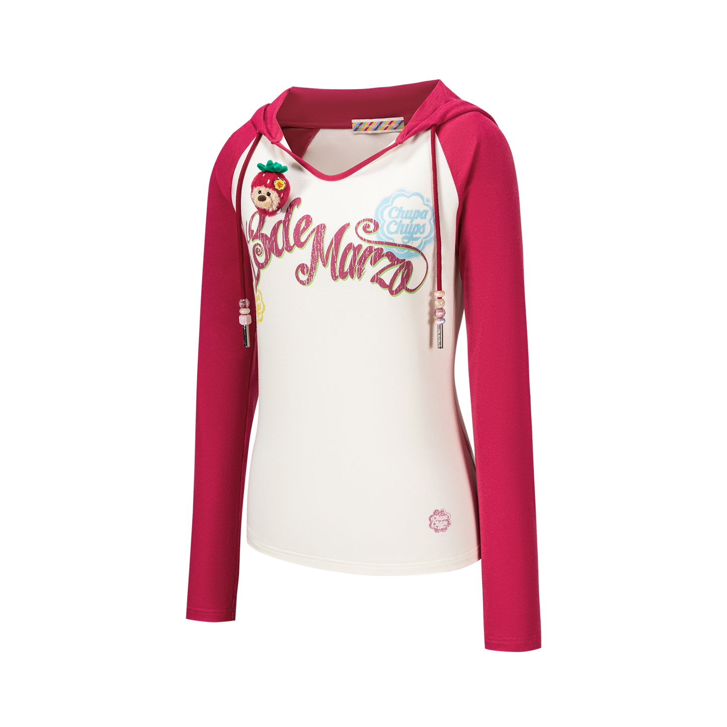 13DE MARZO Raglan Sleeve Hooded Long Sleeve Red - 13DE MARZO