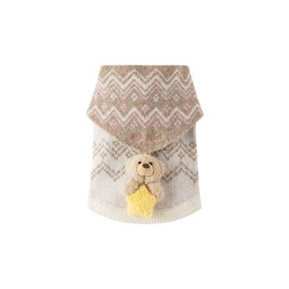 13DE MARZO Pet Cape Sweater Khaki