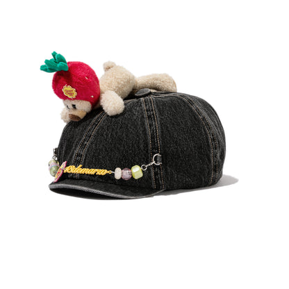 13DE MARZO Chain Detail Beret Black - 13DE MARZO