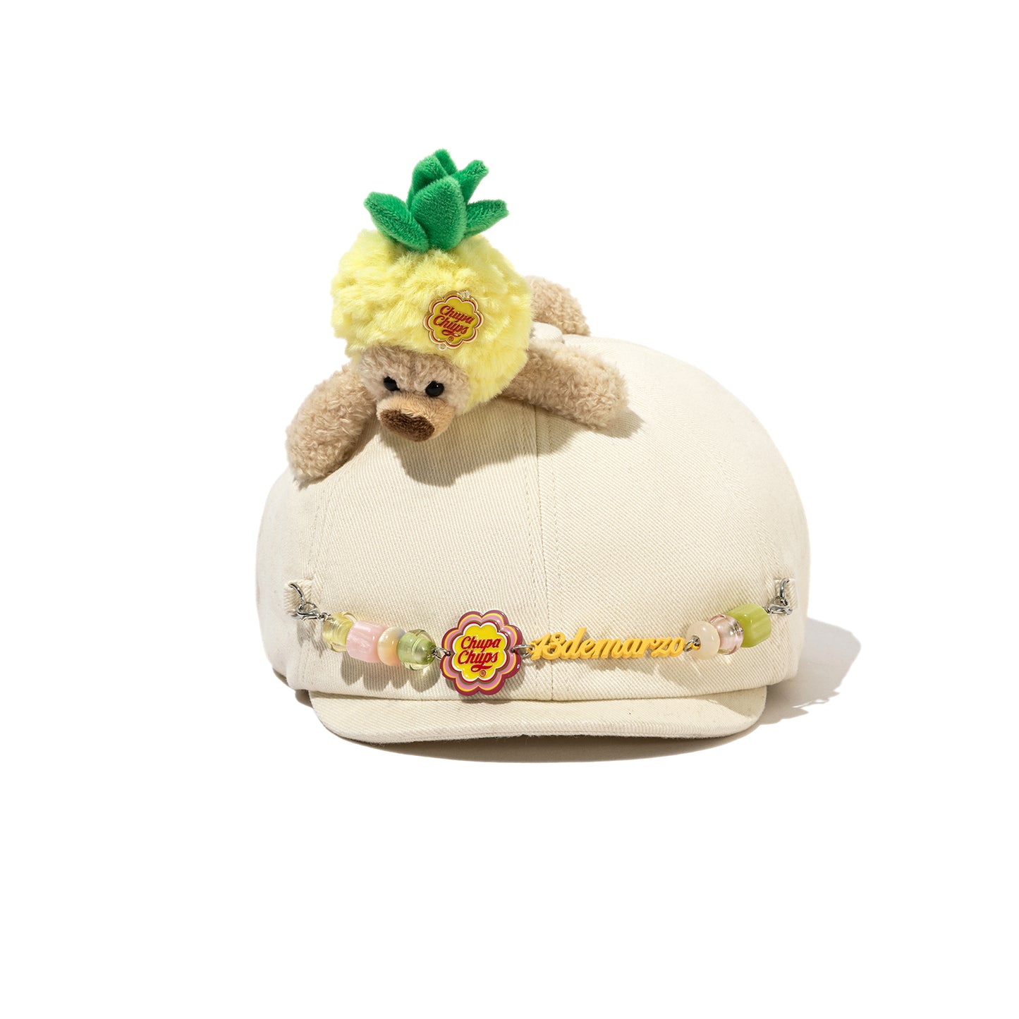 13DE MARZO Chain Detail Beret Beige - 13DE MARZO