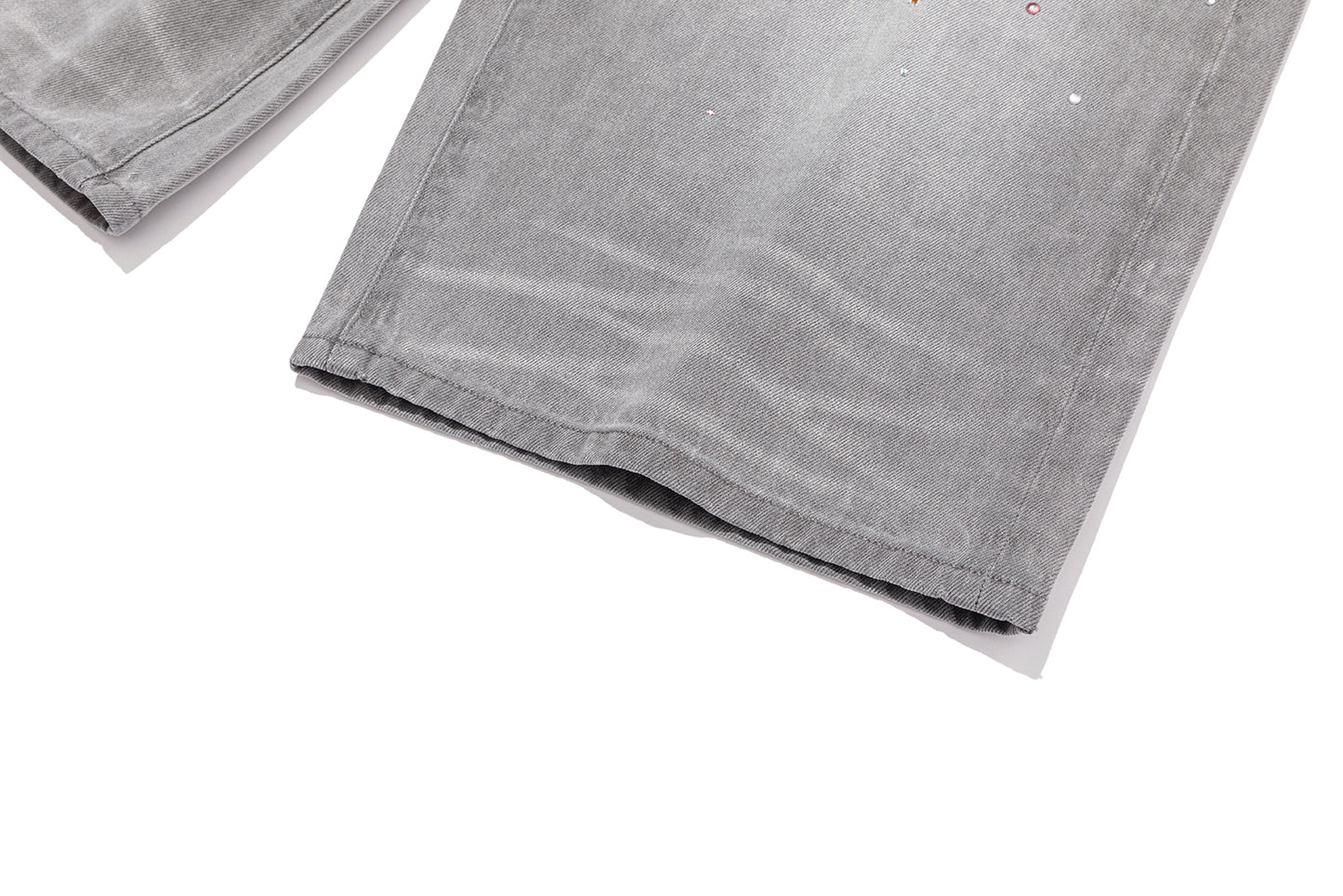 13DE MARZO Star Embellished Cropped Jeans Grey