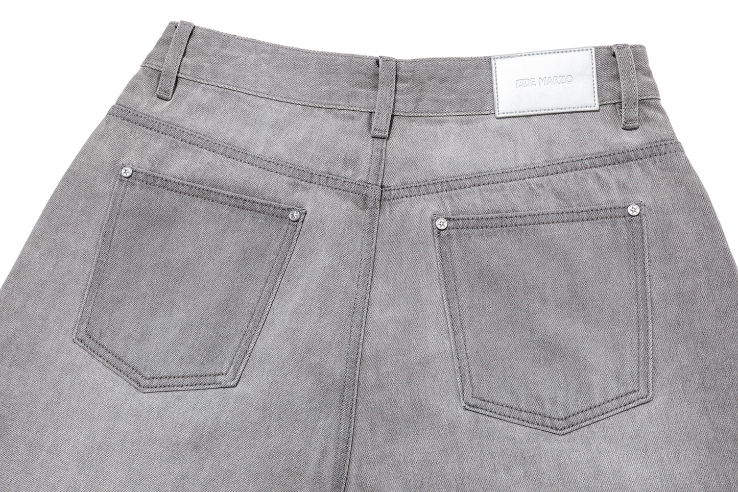 13DE MARZO Star Embellished Cropped Jeans Grey