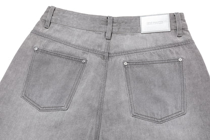 13DE MARZO Star Embellished Cropped Jeans Grey